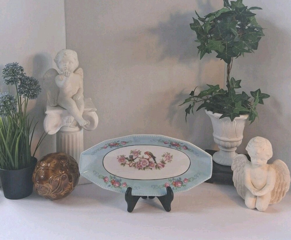 VTG MCM 'P.K. Unity' Oval Floral Dish with Hummingbird - Germany